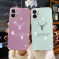 YIWESAN For vivo Y72 5G Case Fashion Tide Deer Side New Design Phone Case Square Edge Pattern Silicone Softcase Luxury Plating Casing Full Cover Camera Shockproof Protection Cases. 