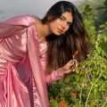 Pink Stitched Shamoz Silk Saree for Women and Girls. 