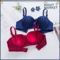 [Night Market] Stripes Underwire Demi/Half Balconette Bra/ Coli Wanita Jalur Berdawai. 