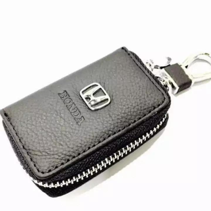 Black Car Zipper Pouch Key Chain with Logo