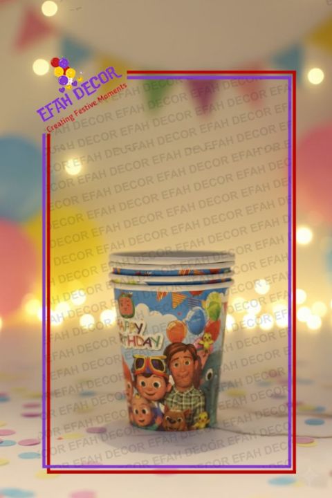Coomelon Theme Birthday Party Paper Cups – 200ml | Pack of 10 ...