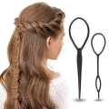 Pack Of 2Pcs  Black Braider Hair Style twister hair band. Long French Hair Styling Clip Stick Bun Roller Curler Braid Tool For Long Hair New Fashion French Hair Braiding Tool Roller With Hook Magic Hair Twist Styling- Black. 
