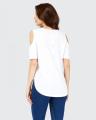The-Ajmery White Cold Shoulder T-Shirt For Women. 