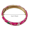 【Hot demand】Handicraft Chinese Cloisonne Bracelet Double Bangle Traditional Peony Filigree Flower Bangle Ethnic Chinese Women's Hand Bracelet Jewelry Gift. 