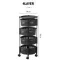 Movable Rotating Shelf Multi-Function 3/4/5 Layers Round Vegetable Fruit Home Organizer Kitchen Storage Rack With Wheels. 