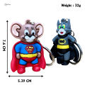 1-PC Tom Batman and Jerry Superman Keychain 3D Silicon Cartoon Character Two Random Character. 
