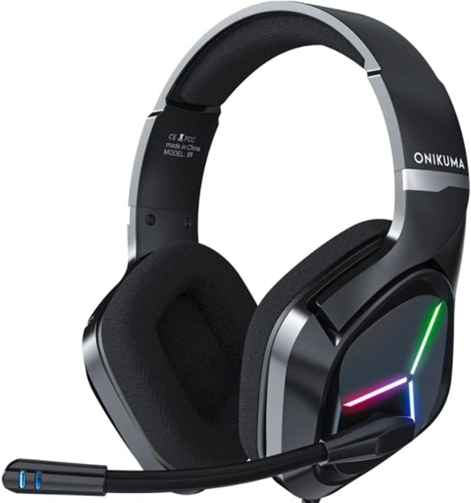 ONIKUMA X9 Professional Wired Gaming Headset with Stereo Surround Sound and 50mm Drivers, Gaming Headset with Noise Canceling Mic and Sound Isolating Ear Cushions, Wired (3.5mm X2 + USB) for PC, Mac, PS4, PS5, Xbox One, Switch and mobile phones with 3.5mm