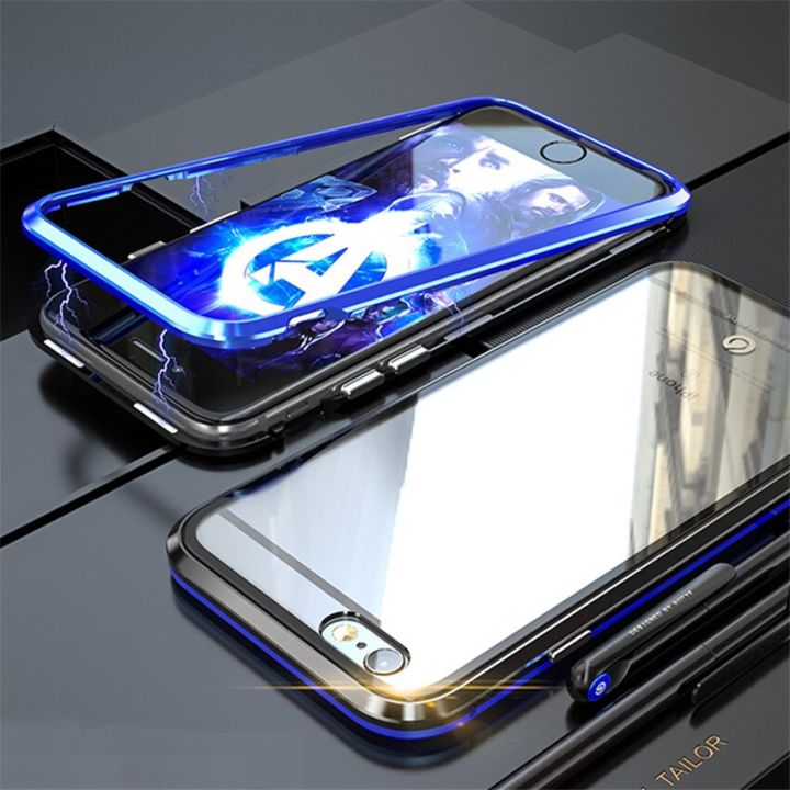 Apple%20iphone%207%20Magnetic%20Adsorption%20Case%20Metal%20Frame%20Tempered%20Glass%20Back%20with%20Built-in%20Magnet%20Cover%20-%20Image%204