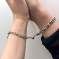 2Pcs/Set Heart Magnetic Couple Bracelets for Lovers- Broken heart Stainless Steel   bracelet for couples- Heart magnetic bracelet for girls and boys. 