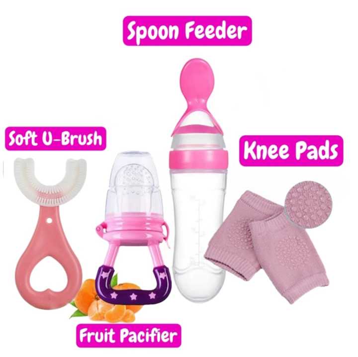 New Combo Pack in Baby Fruit Pacifier Baby Silicon Spoon