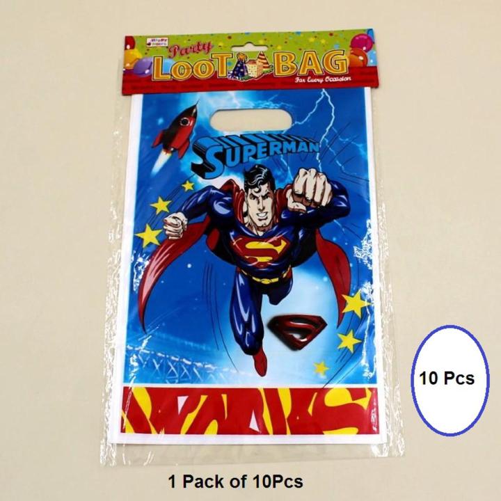 Superman Theme Bags - Pack of 10 Party Goodie Bags Birthday Gift Bags