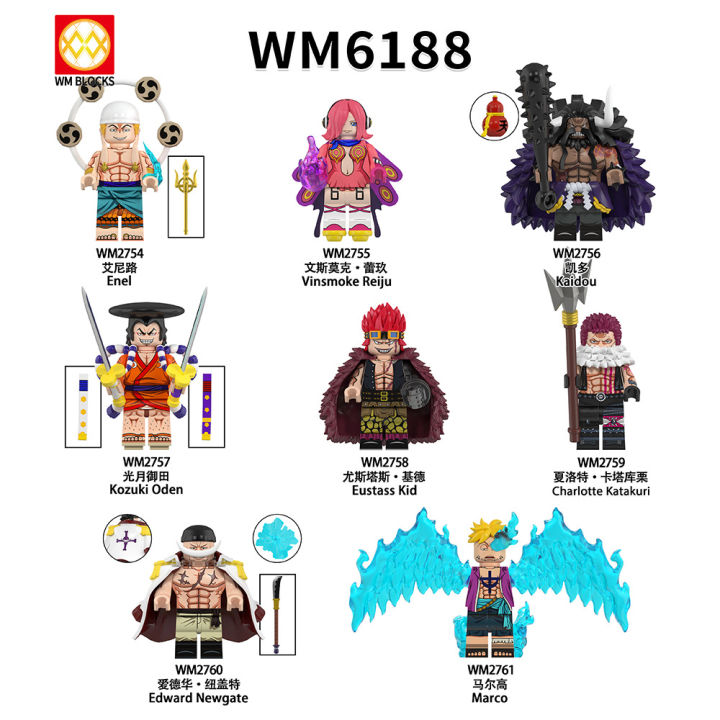 WM6188 One Piece building blocks luffy Minifigure Enel Kozuki Oden Eustass Kid Building Blocks DIY Model Kids Toys Boys Gifts
