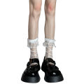 Women Sheer Mesh Socks, Sweet Lolita Style Cross Pattern Slouch Socks Transparent Tulle Socks. 