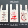 Pack of 50 Biodigradable Eid Mubarak Plastic Shopping Bags| Eid Mubarak plastic shoppers| Bags for EID bags for meat| Three sizes available Eid Mubarak plastic shopper. 