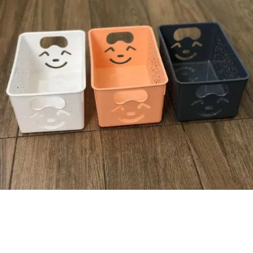 Smiley Face Collapsible Storage Bin – Rectangle Fabric Basket With Handles For Toys & Clothes