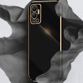 Biruiqu for Infinix Hot 12 Back Cover Luxury 6D Plating Frame Shiny Bling Phone Pounch Soft Silicone Square Phone Case. 