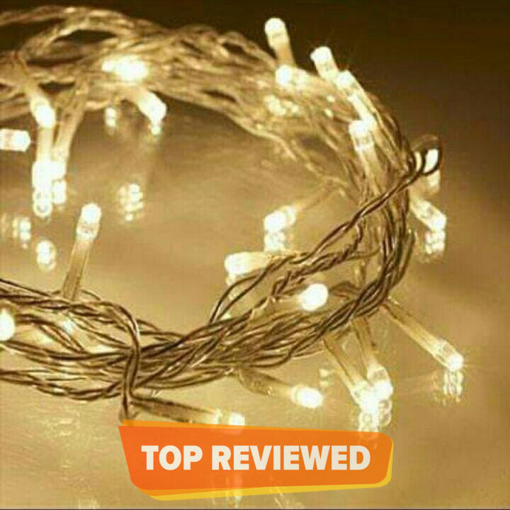 Lights 4 fun Indoor Fairy Lights with 100 Warm White LEDs on 52FT of Clear Cable