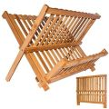Bamboo Draining Rack Dish Drainer Plate Wooden Folding Washing Up Counter Sink. 