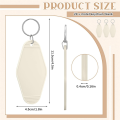 24 Pcs Vintage Motel Keychain Heat Transfer Blank Keychains Bulk Sublimation (White). 