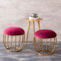 Velvet Cage Metallic Stool in Maroon Color stylish luxury stool. 