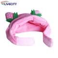 Adorable Strawberry Cat Plush Hat Soft Lightweight Pet Cosplay Headwear for Fun Photos Fastener Tape Included. 