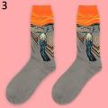Unisex Fashion Starry Night Scream Oil Painting Print Soft Stretch Socks. 