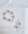 MARSHA'S Aesthetics- Trendy & High Quality Big Size White Pearl Jewelry set for a Stylish Look - New Flower Bracelet & Earrings set - for Girls Fashion. 