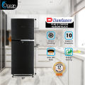 DAWLANCE 10 CUBIC FEET REFRIGERATOR 9160LF CHROME HAIRLINE BLACK DOUBLE DOOR small size WITH 12 YEARS WARRANTY. 