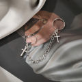Fashion Women Punk Cool Conjoined Cross Butterfly Rings Adjustable Chain Open Finger Rings Alloy Man Rings Party Accessories Jewelry Gift. 