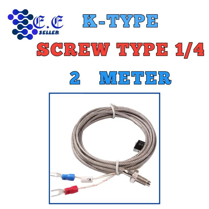 K TYPE/STUD TYPE THERMOCOUPLE TEMPERATURE SENSOR WITH 2METER WIRE CABLE FOR INDUSTRIAL TEMPERATURE CONTROLLER (Choose from probe sizes)