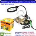 TE802 LED Helping Hand Soldering Stand with 2.5X 4X Optical Magnifier for PCB Repair TE-802 by Electrica. 