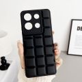 3 in 1 Itel S23 Square grid phone case For itel S 23 S2 3 Camera Protection Phone Case andCeramic frosted soft film and Lens protective film. 