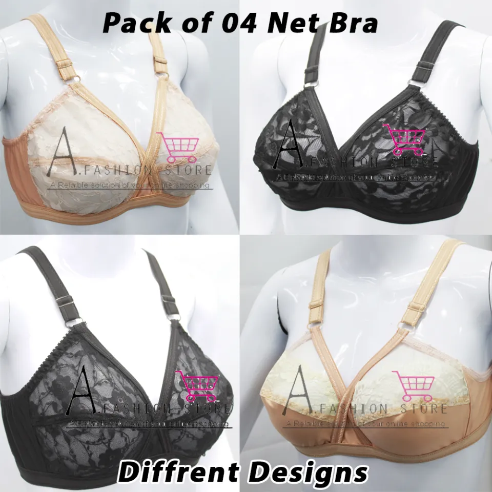 A.Fashion Pack of 04 Transparent Full Net Bra Brief Blouse Brazier Brassier Undergarments Daraz.pk