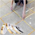 50m/Roll Brushed Gold Silver Floor Edging Waterproof Seam Wall Stickers Wall Gap Ceiling Home Decoration Self-adhesive Tile Tape. 