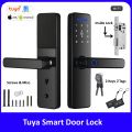 Tuya Smart WiFi Fingerprint Door Lock with Handle – 5 in 1 Unlock via Fingerprint, App, Password, IC Card & Key | Digital Door Lock for Home, Office, Apartment | Mobile App Control | Smart Security Lock. 