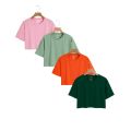 Pack of 4 Premium Quality Plan Crop T Shirt Crew Neck Half Sleeves Crop Top for Girls Crop Top for Women Crop Top for Ladies. 