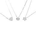 Single Stone Solitaire Cz Cubic Zirconia Delicate Dainty Box Chain 925 Sterling Silver Bezel Heart Single Stone Star Necklace. 