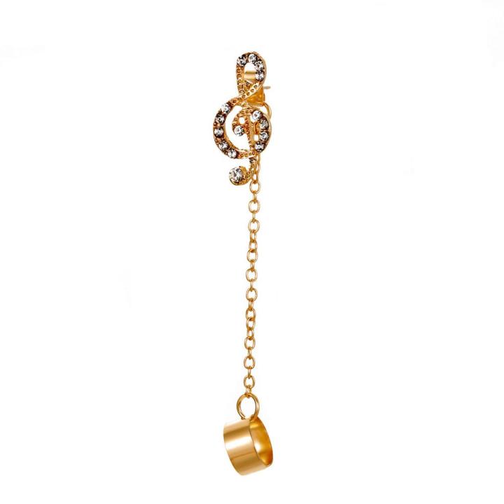 Simple Tassel Ear Clip Retro Metal Non-Piercing Note Ear Studs Single Long Chain Geometric Earrings