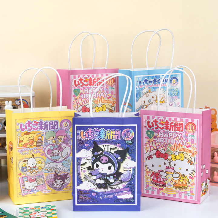 Kawaii Sanrio Candy Paper Bag Gift Bag Hello Kitty Cinnamoroll Kuromi Anime Figure Cartoon Kids Birthday Party Gift Packaging
