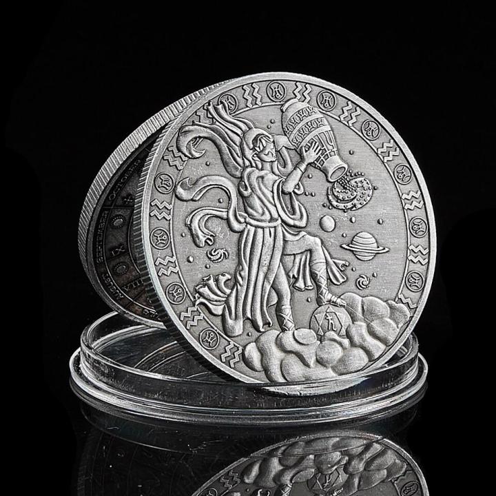 12 Constellation Aquarius Embossed Symbol Love Collectible Coin Value (01.20- 02.18)