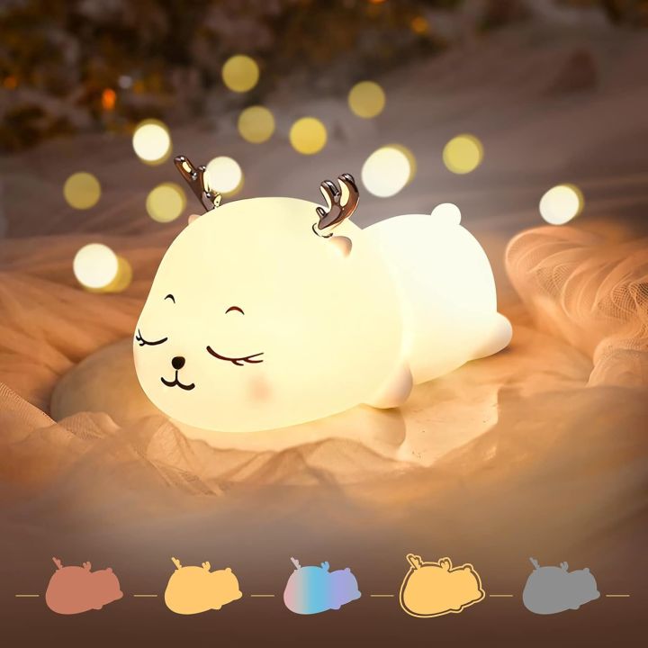 Lovely Fawn Night Light, Toddler Baby Nursery Animal Girl Wet Soft Timer Child Night Light, Color-Changing Battery Silicon Slip Night LightLovely Fawn Night Light, Toddler Baby Nursery Animal Girl Wet Soft Timer Child Night Light, Color-Changing Battery S