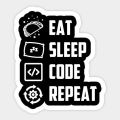Eat Sleep Code Sticker - 3 inch x 3 inch  Sticker For Laptop - Mobile. 