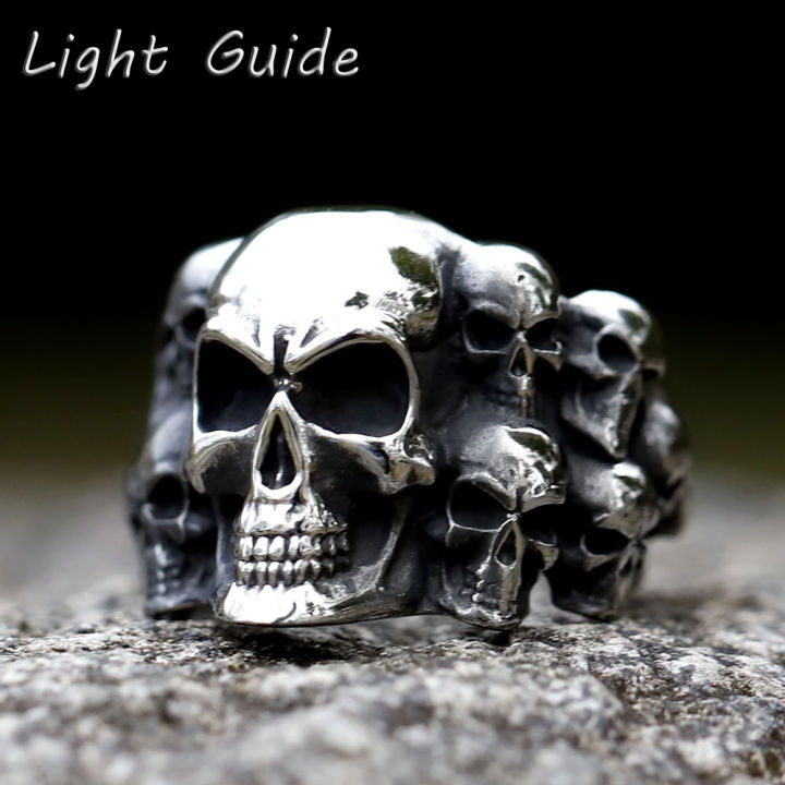 2022 NEW Men's 316L stainless steel rings high quality Vintage punk skull with fashion Gothic Motorcycle Jewelry