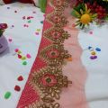 Fancy Organza/Tissue Fabric Embroidered cut work design border lace/Trims for women/girl kurtis and trousers /1 gazz/yard. 
