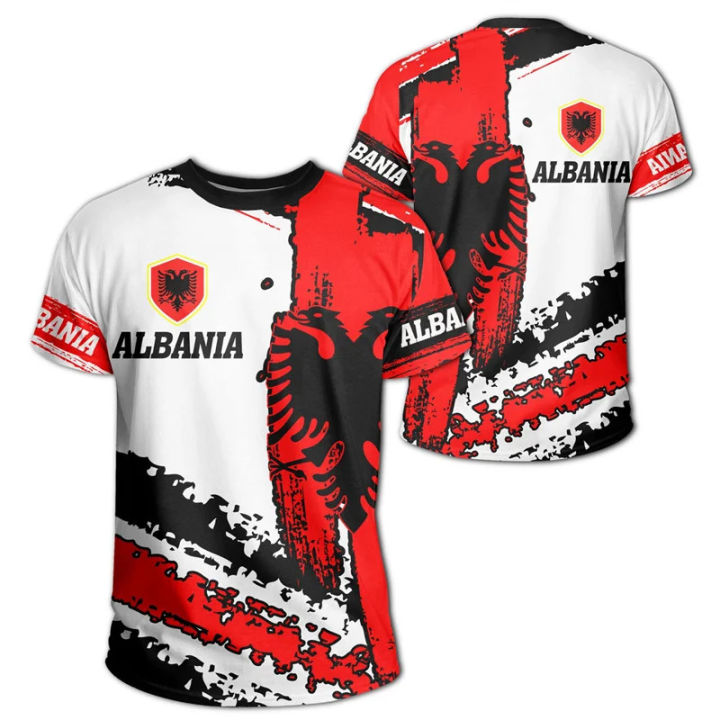 Summer Albania Eagle round neck short sleeve 3D printing T-shirt tops fashion men's and women's casual contest jersey tees