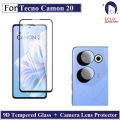 ECLIX PROTECTORS 2 IN1 9d Tempered Glass For Tecno Camon 20 Screen Protector + Back Camera lens Film For camon20 - Transparent. 