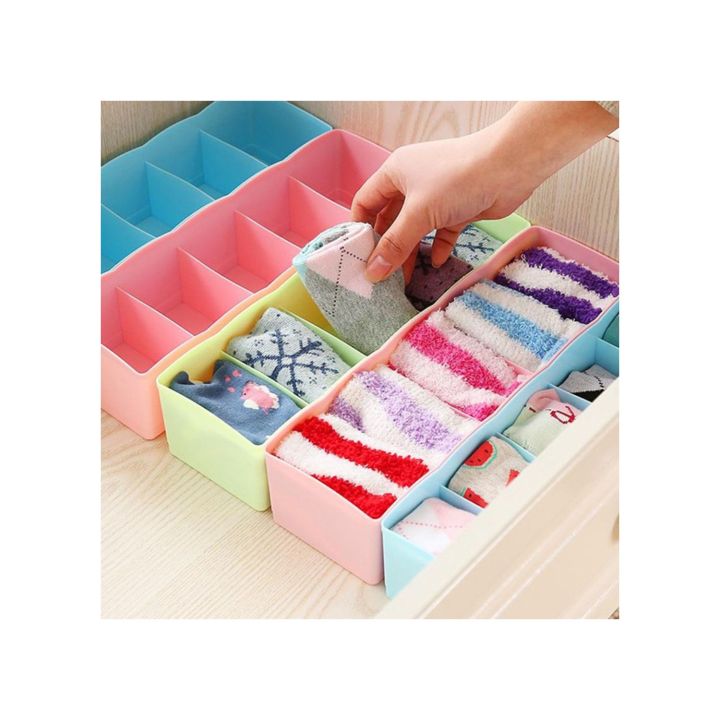 Dream Enterprises 5 Grids Socks Tie Storage Box Organizer Drawer Cosmetic Divider Box Plastic 1 Piece