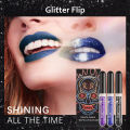 3Pcs/set Halloween Diamond Glitter Lip Gloss Kit Waterproof Glitter Liquid Black Lipstick Shimmer Lip Tint. 