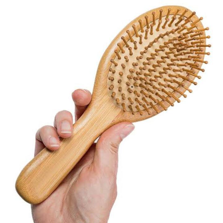 Wooden Hair Brush Large, Wooden Brush with Bamboo Bristles Anti-Static Reduces Frizz and Knots, Massaging Scalp, Bamboo Hair brush Paddle Detangling Hairbrush for Women, Men & Kids Thick Curly Dry Hair