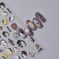 5D Realistic Relief Japan Evil Spirits Cartoon Young Characters With Horns Adheisve Nail Art Stickers Decals Manicure Ornaments. 